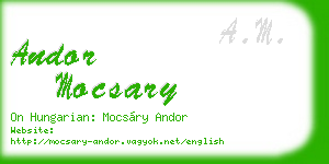 andor mocsary business card